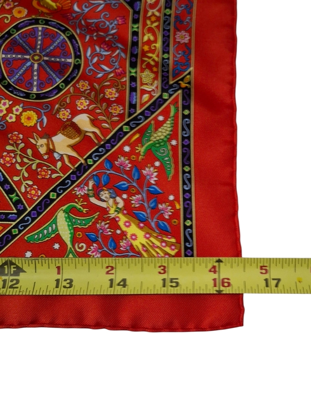 Hermes Peuple du Vent Silk Scarf 45cm Red Multicolor New In Box Mini Carre - Picture 12 of 14